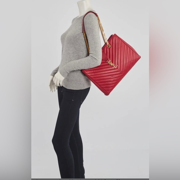 Saint Laurent Handbags - Saint Laurent Large Red “Cassandre” Tote  & Matching Wallet